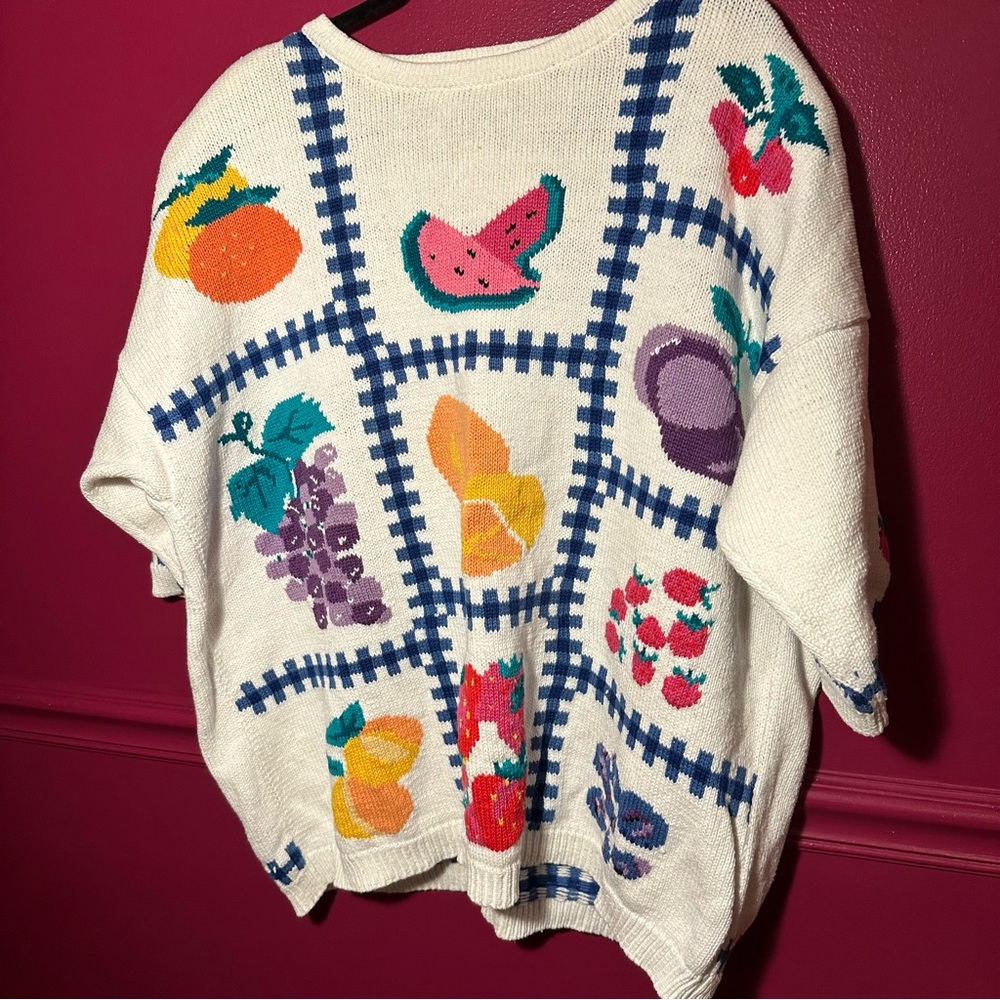 White Fruit-Print Sweater - Picture 2 of 8